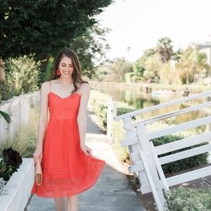 J. Crew Coral Eyelet Midi Dress